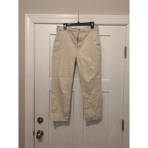 Everlane Women’s Jeans Cream Size 14 Cropped Straight Leg High Rise Cotton Blend